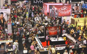 over headshot of crowed Convention floor in Las Vegas 